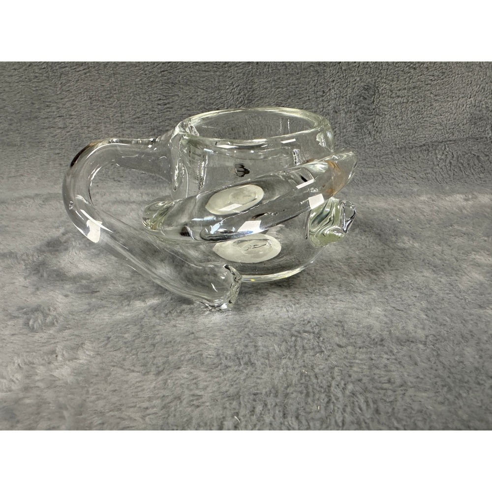 Vintage Clear Art Glass Crab Bowl Coastal Catchall Candle Holder Figurine